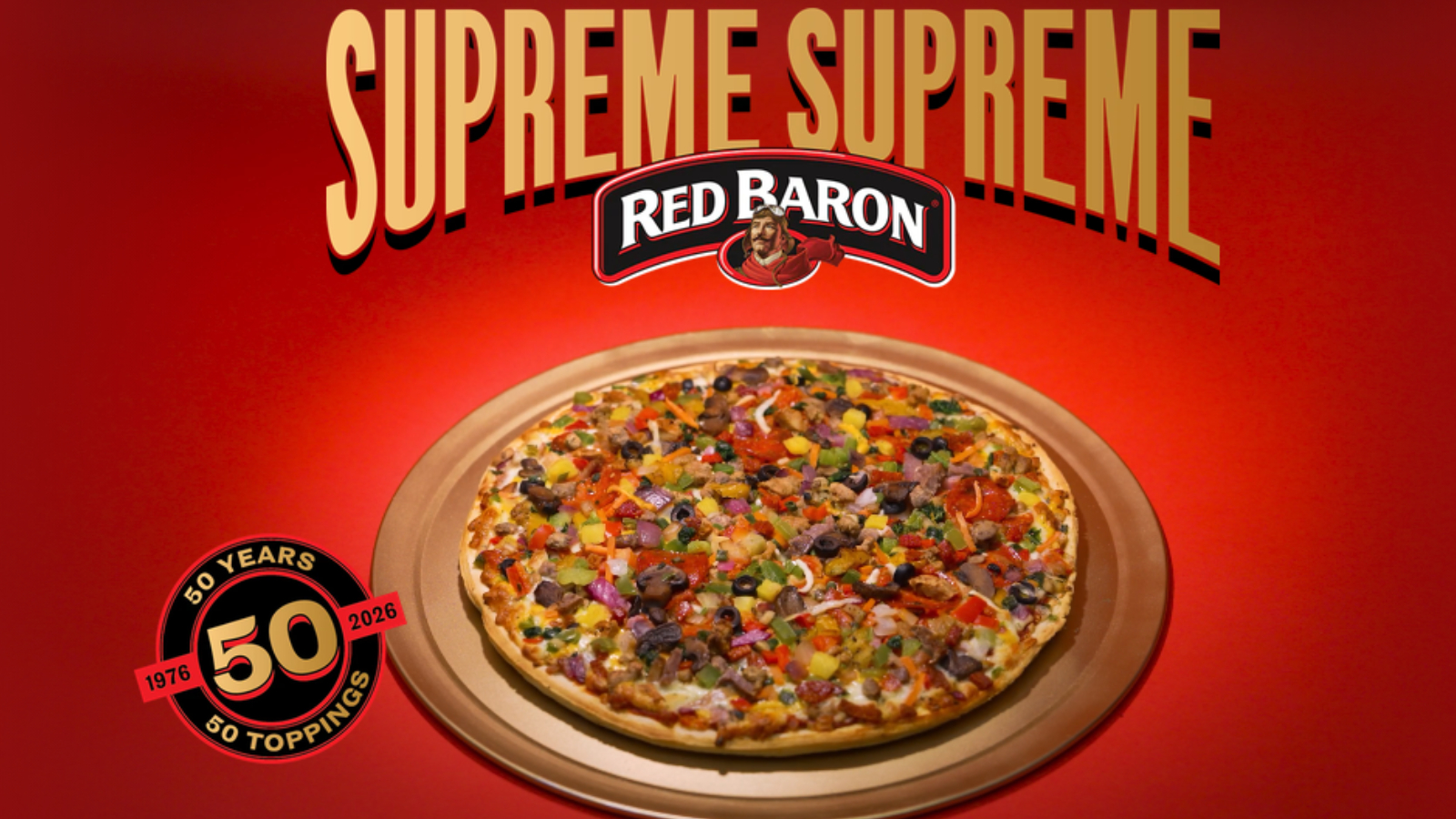 Red Baron lanza pizza 'Supreme Supreme' con 50 ingredientes y se puede obtener de forma gratuita