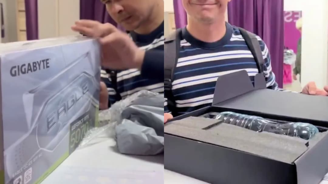 Un hombre ruso recibe una botella de agua en lugar de una tarjeta gráfica RTX 5070 Ti que compró por $1,100
